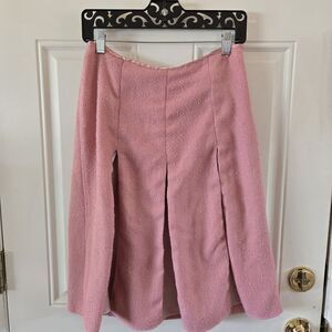 Vintage Pink Long Pleated Skirt Tuck Skirt High Rise Acrylic Silky Pleated
